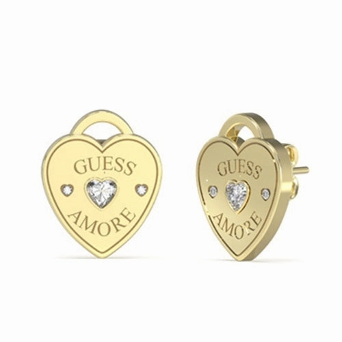 Guess Amore Crystal Heart Stud Earrings - Gold Tone UBE05058YG
