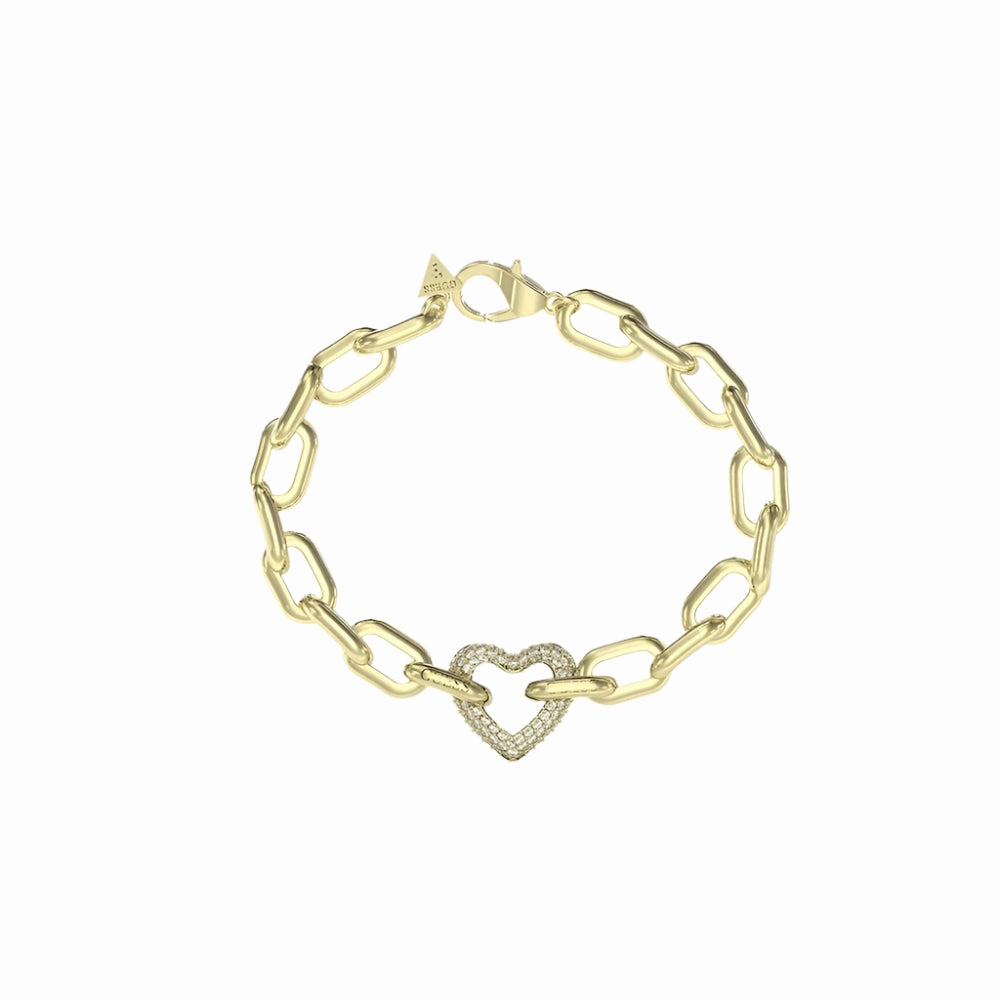 Guess Beloved Crystal Heart Gold Tone Bracelet UBB05016YG