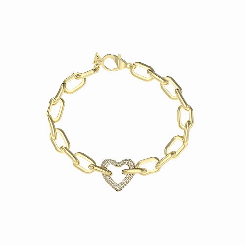 Guess Beloved Crystal Heart Gold Tone Bracelet UBB05016YG
