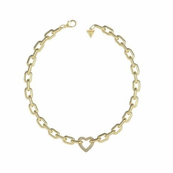 Guess Beloved Crystal Heart Gold Tone Necklace UBN05015YG