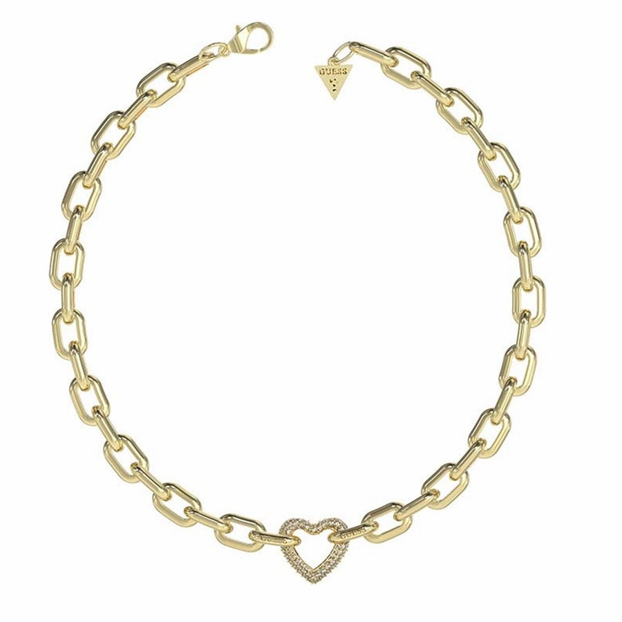 Guess Beloved Crystal Heart Gold Tone Necklace UBN05015YG