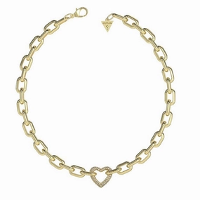 Guess Beloved Crystal Heart Gold Tone Necklace UBN05015YG