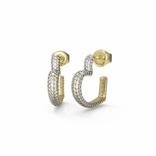 Guess Beloved Crystal Heart Huggie Hoop Earrings - Gold Tone UBE05017YG