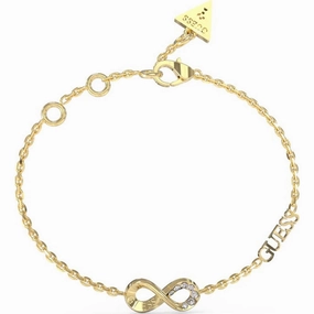 Guess Endless Dream Gold Tone Infinity Logo Bracelet UBB03270YG