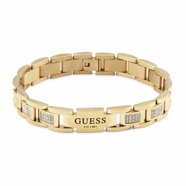Guess Frontiers Gold Tone Stainless Steel Mens Bracelet JUMB01342JWYGT/U