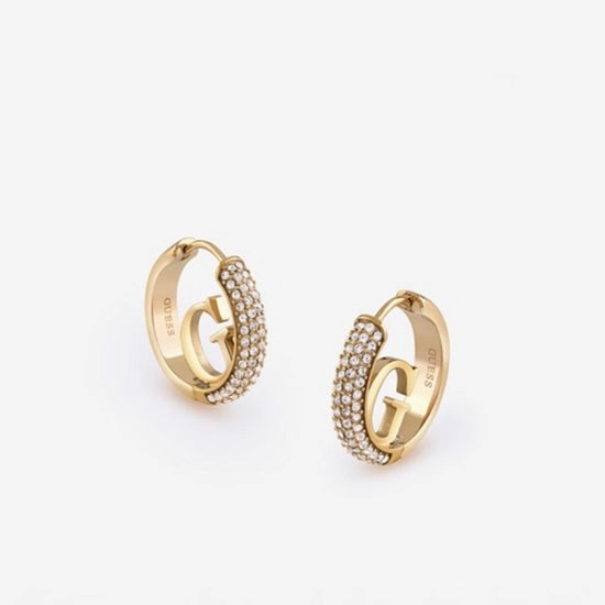 Guess G Logo Crystal Set Hoop Earrings JUBE03299JWYGT - Gold Tone