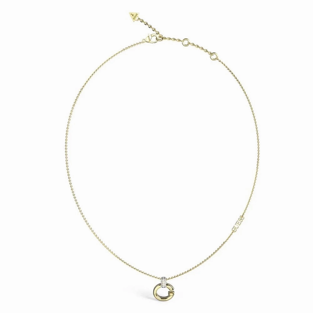 Guess Gold Tone Crystal G Logo Necklace JUBN04518JWYGT
