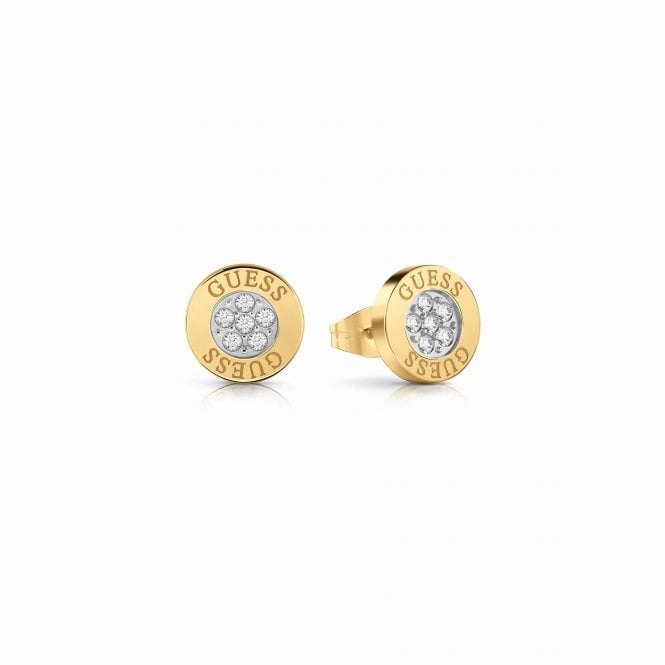 Guess Gold Tone Crystal Stud Earrings UBE02158YG