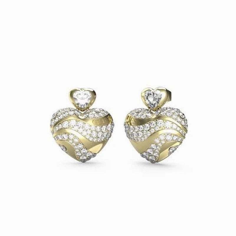 Guess In My Heart Crystal Drop Earrings JUBE04499JWYGT - Gold Tone