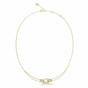Guess Matelasse Double Chain Necklace JUBN04580JWRYGT- Gold Tone