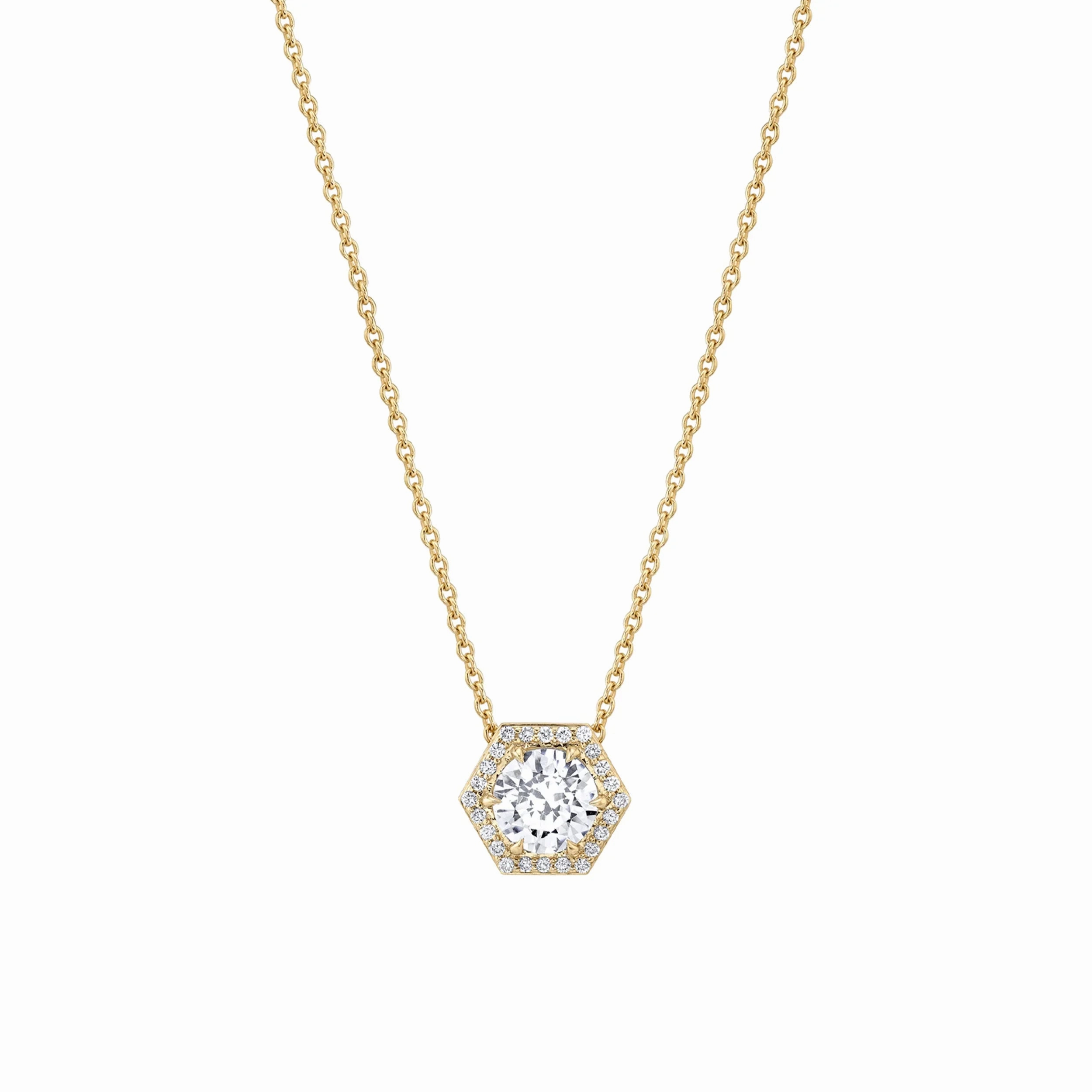 Hex Halo Solitaire Necklace P425-1.5