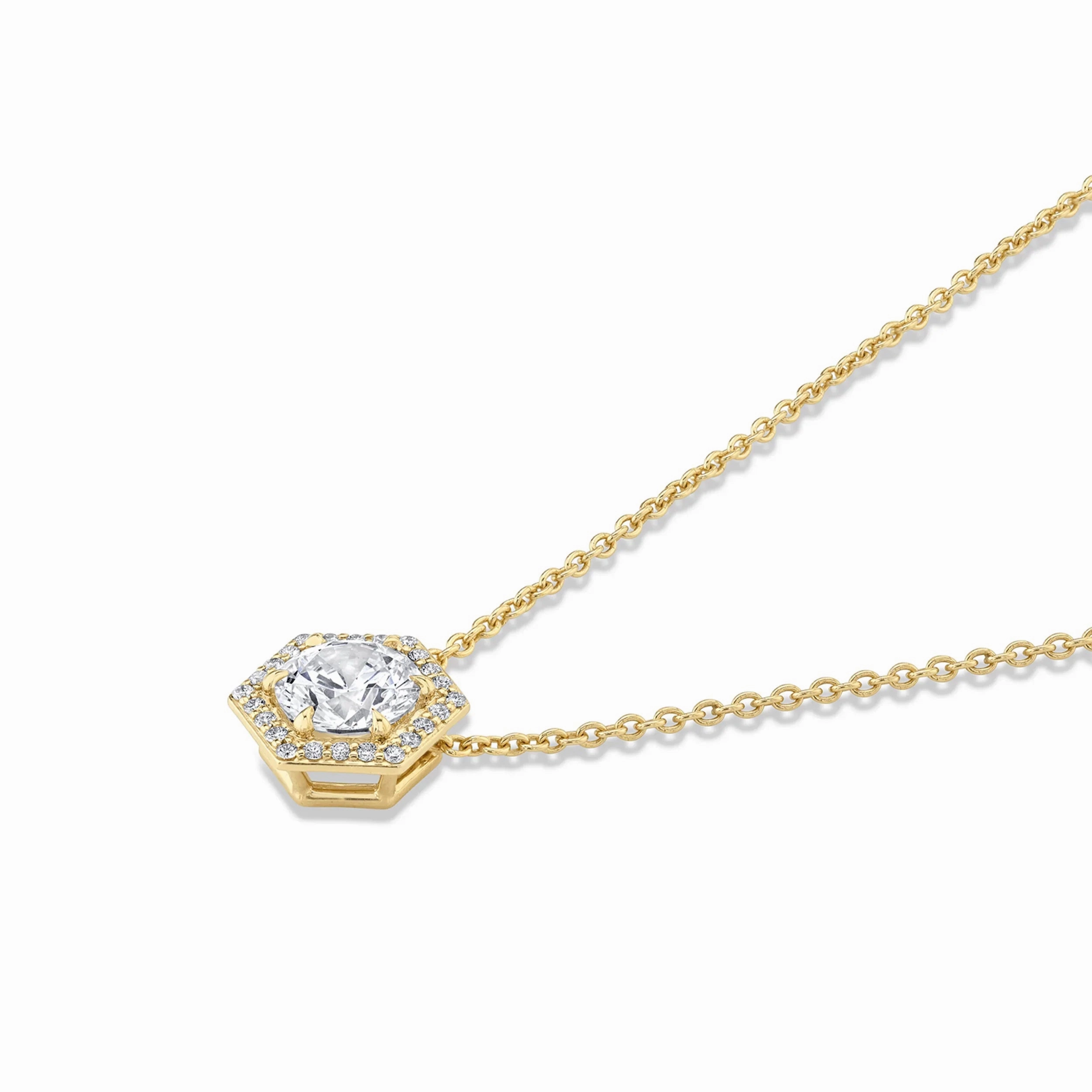 Hex Halo Solitaire Necklace P425-1.5