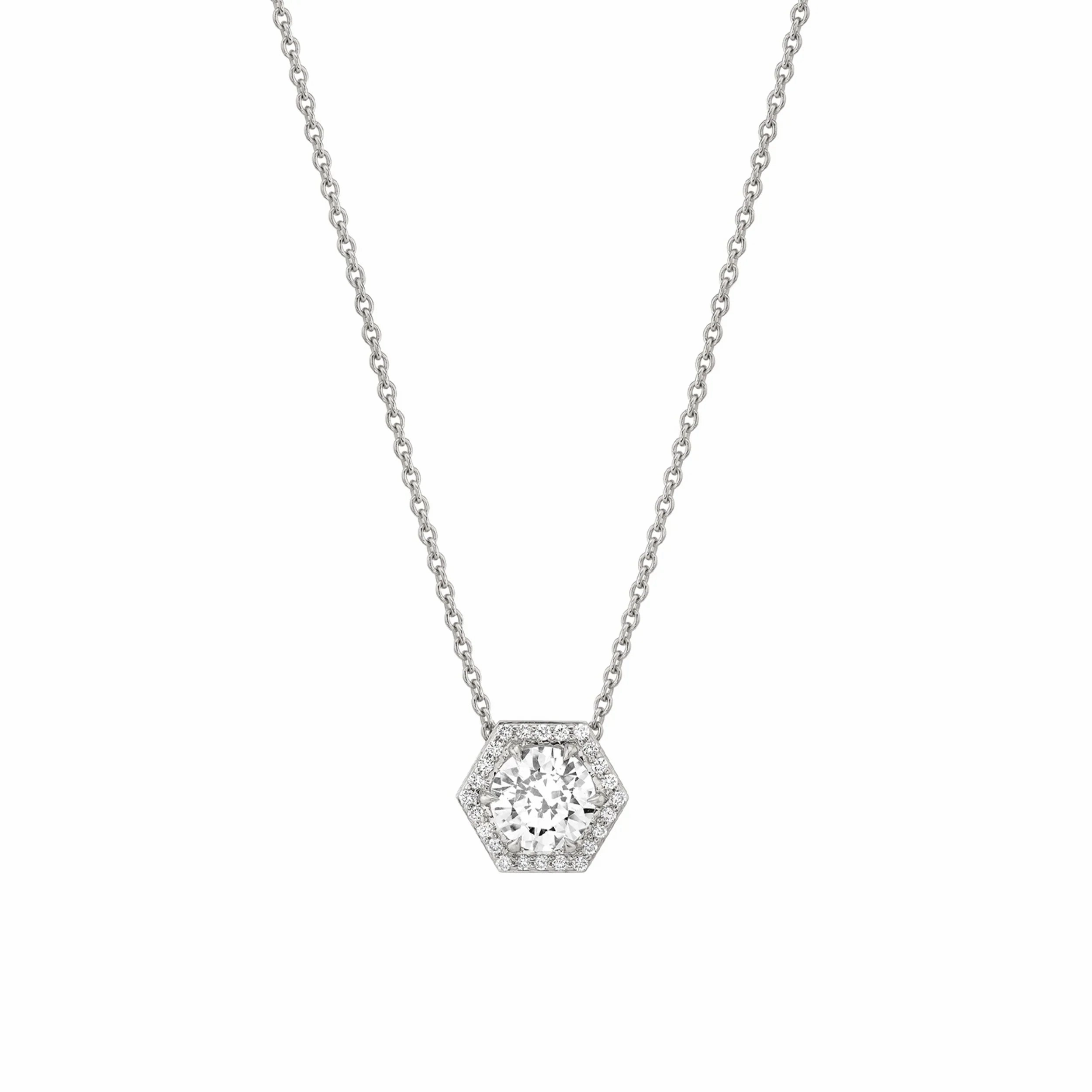 Hex Halo Solitaire Necklace P425-1.5