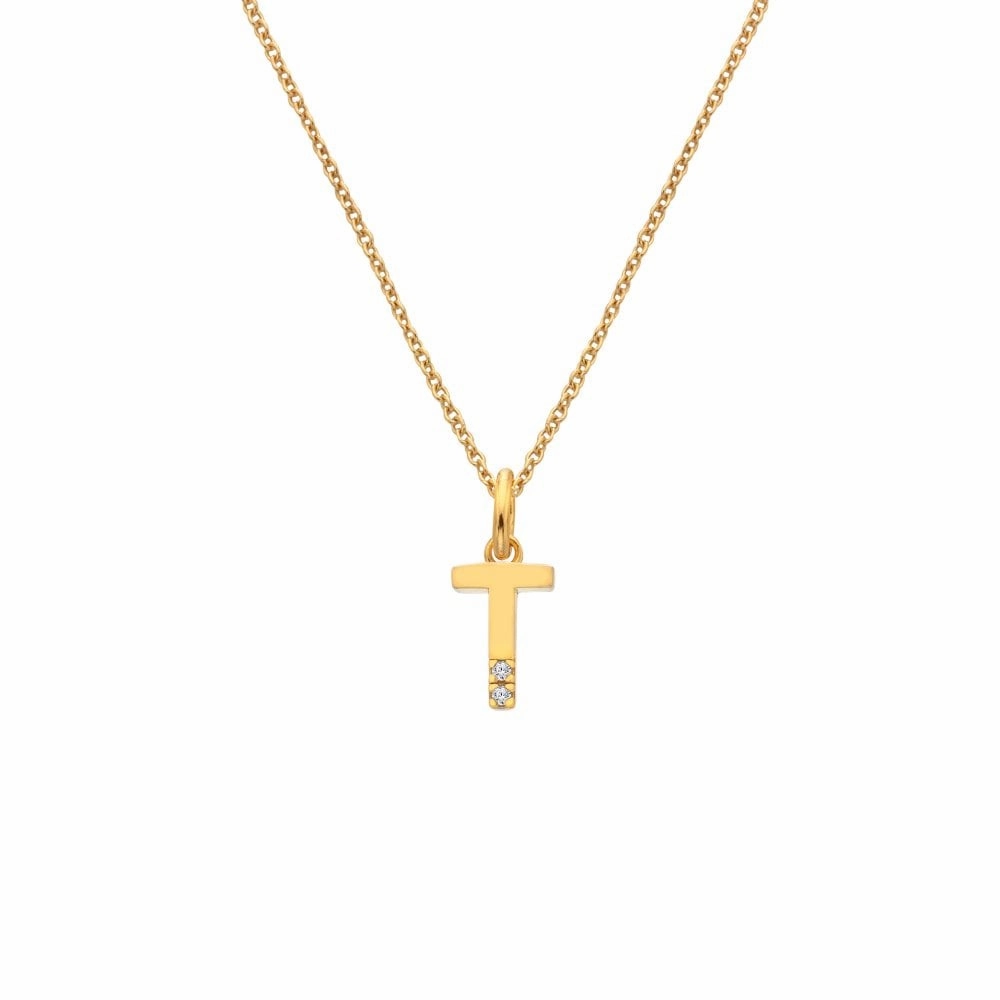 Hot Diamonds Initial T Gold Plated Silver Pendant DP958