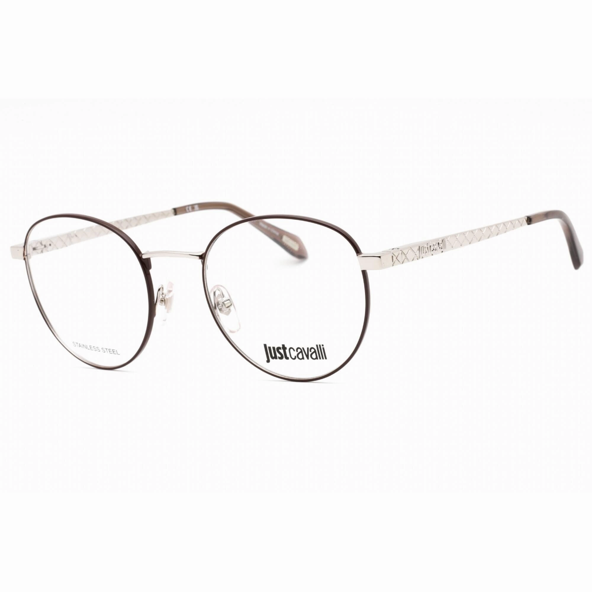 Just Cavalli Women's Eyeglasses - Shiny Palladium Metal Round Frame | VJC017 0A75