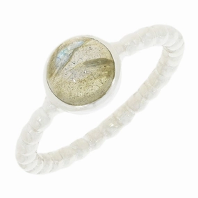 Labradorite Sterling Silver Beaded Ring