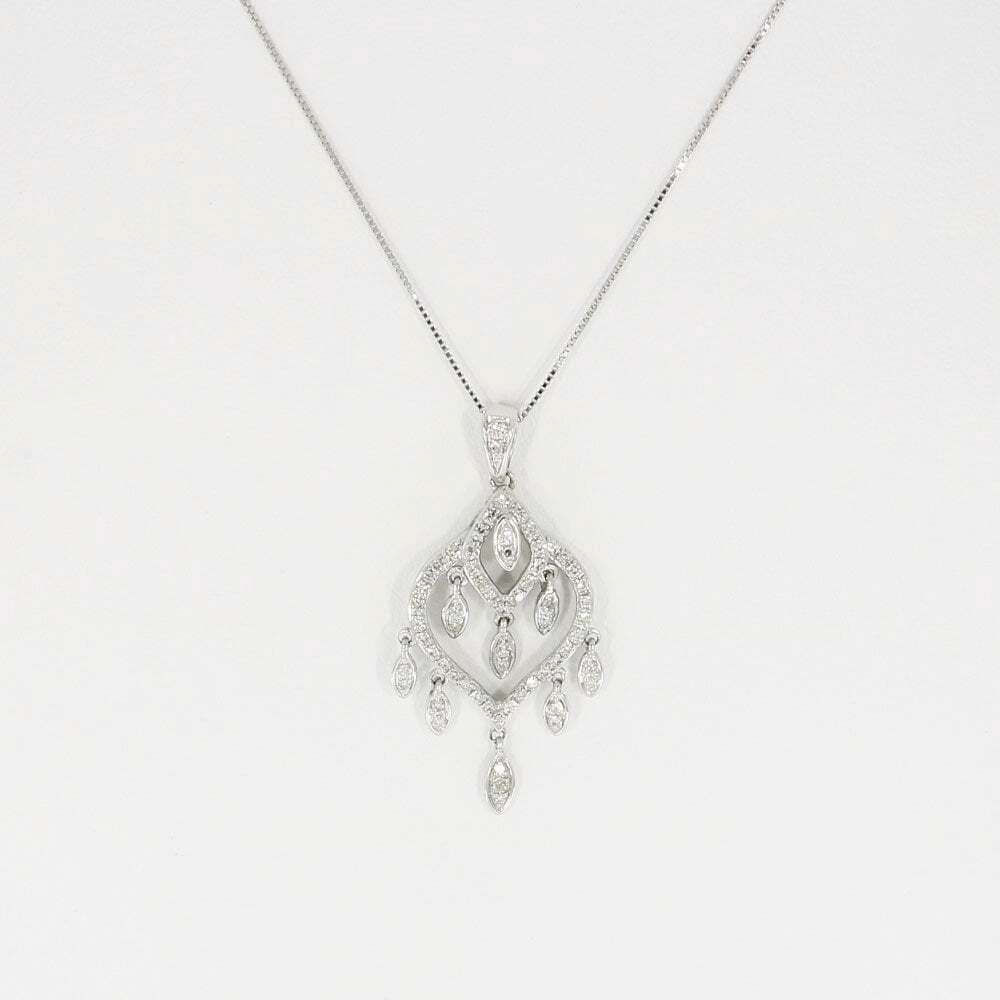 Ladies 9ct White Gold 0.62cts Diamond Pendant and Chain P51