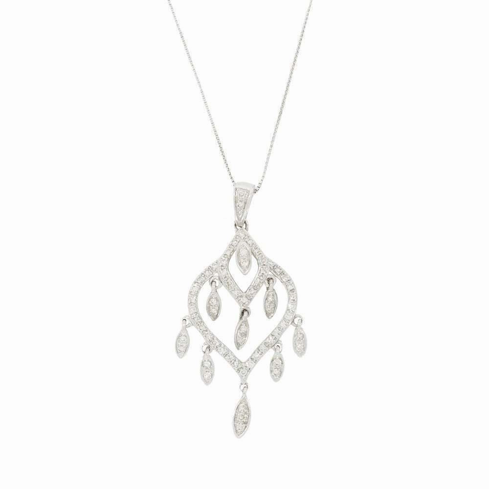 Ladies 9ct White Gold 0.62cts Diamond Pendant and Chain P51