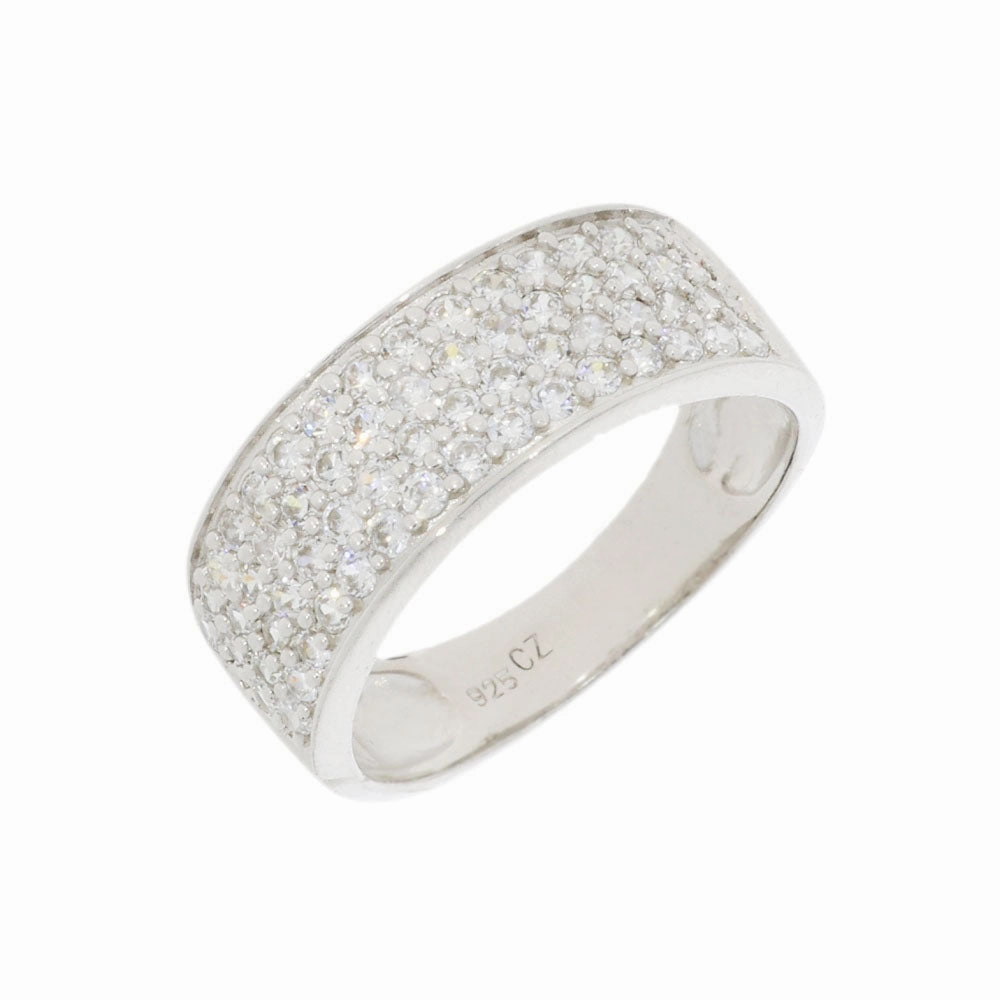 Ladies Sterling Silver Cubic Zirconia Pave Ring Size P