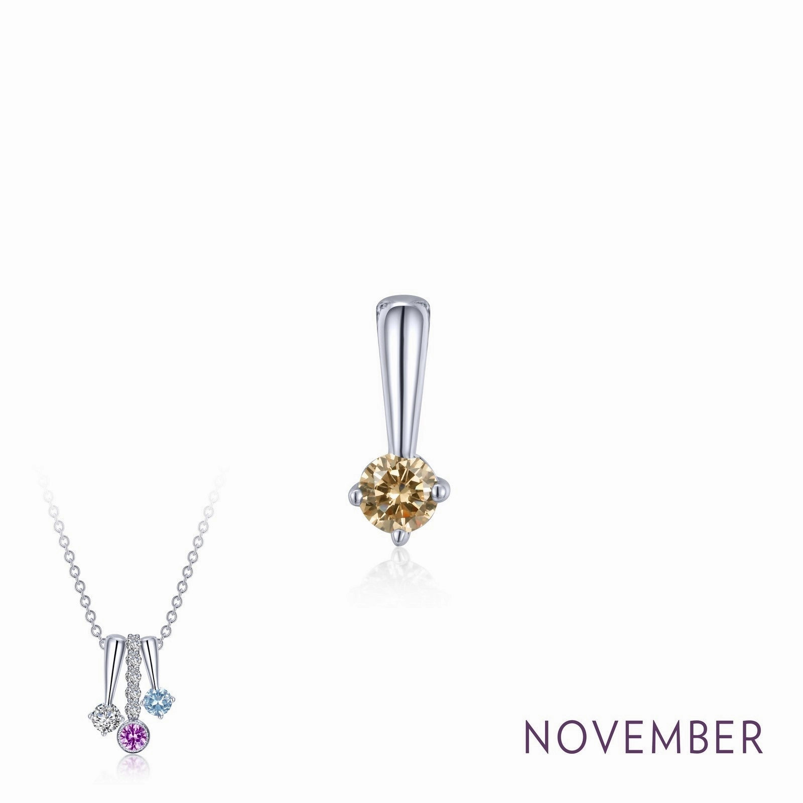 Lafonn Birthstone Round November Yellow Topaz Necklace BP005YTP00