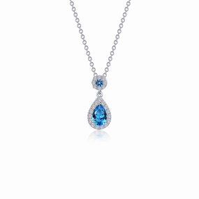 Lafonn Classic Pear Blue Necklace N0318SBP20