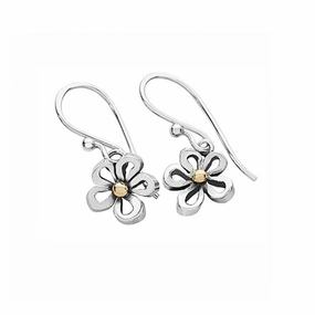 Linda MacDonald Flower Sterling Silver and 9ct Gold Earrings Fleur Collection DF