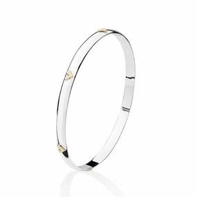 Linda MacDonald Romantic Hearts Sterling Silver and 9ct Gold Bangle With Love Collection BAHWR6