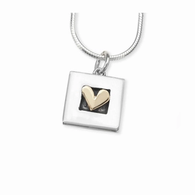 Linda MacDonald Sterling Silver and 9ct Gold Heart Necklace Petite Collection EPET7