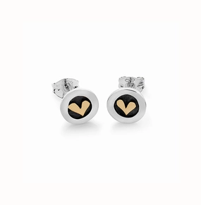 Linda MacDonald Sterling Silver and 9ct Gold Heart Stud Earrings Meadow Collection SMEDH