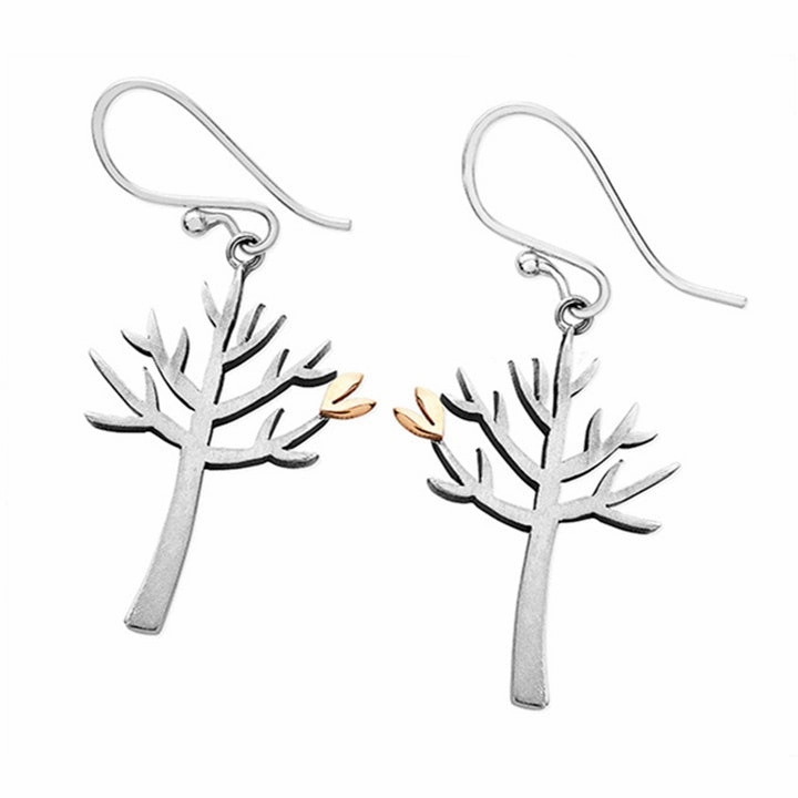 Linda MacDonald Sterling Silver and 9ct Gold Tree Earrings Woodlands Collection DTL