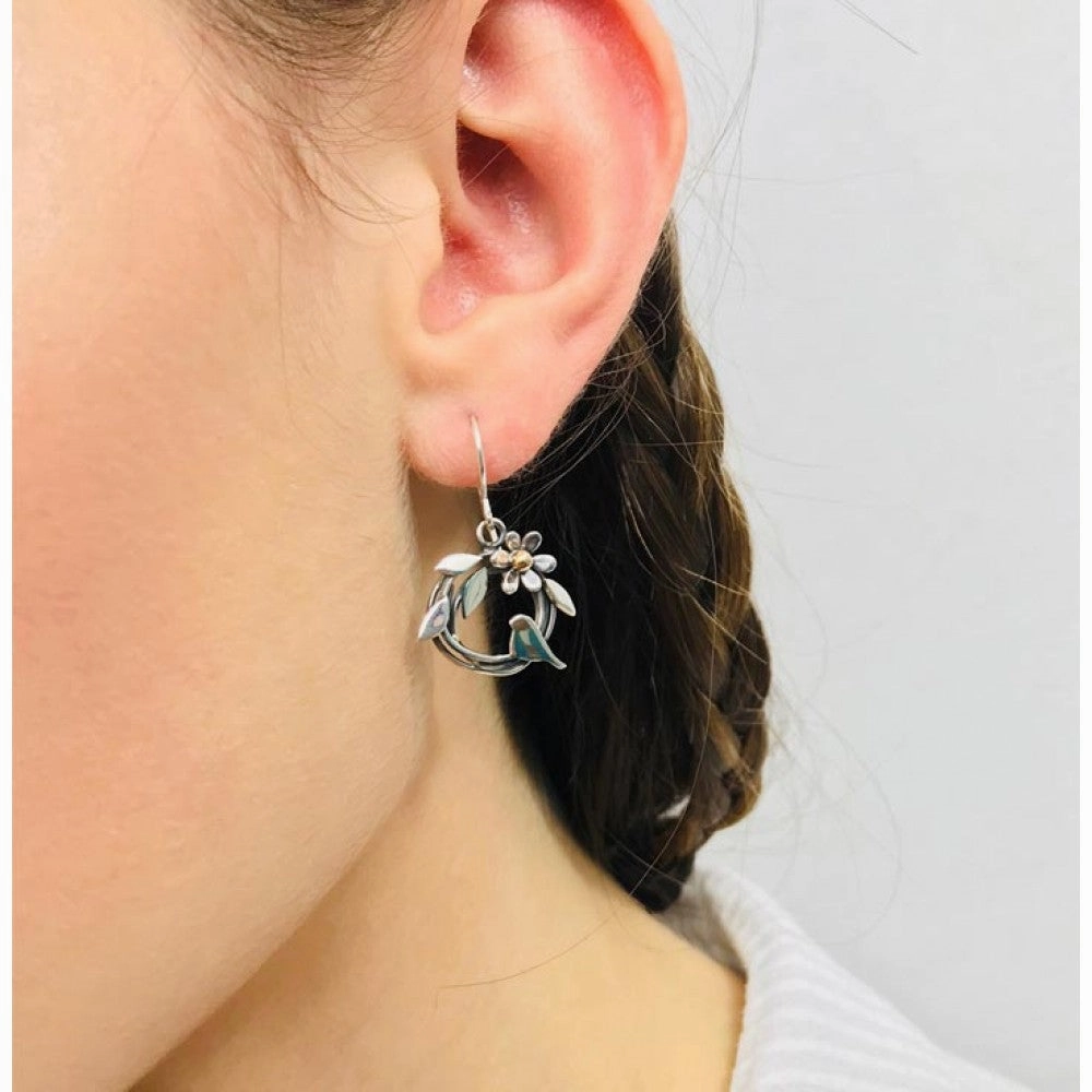 Linda MacDonald Sterling Silver and 9ct Gold Woven Earrings Entwined Collection DNTB