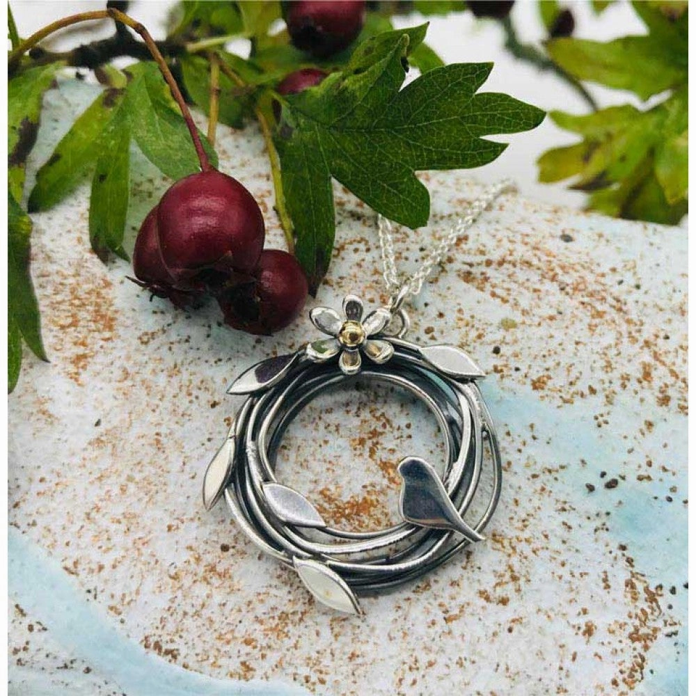 Linda MacDonald Sterling Silver and 9ct Gold Woven Necklace Entwined Collection ENTB