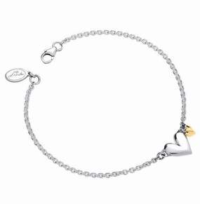 Linda MacDonald Sterling Silver and 9ct Yellow Gold  Heart Bracelet You and Me Collection BYM