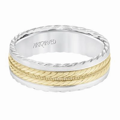 Low Dome Flat Edge Carved Wedding Band  11-WV8726RW7-L.01