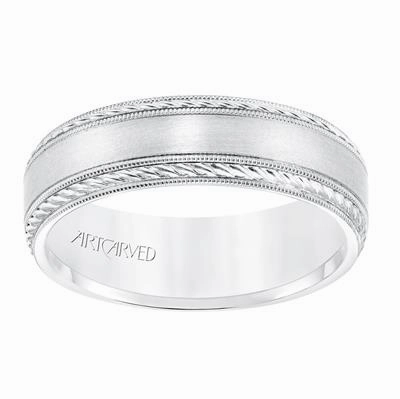 Low Dome Milgrain Edge Carved Wedding Band 11-WV8672RW65-L.01