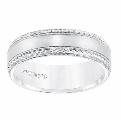 Low Dome Milgrain Edge Carved Wedding Band  11-WV8672W65-L.00