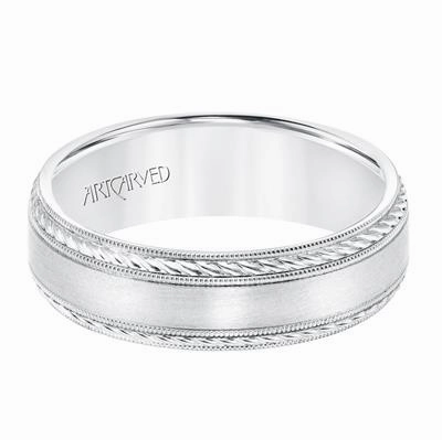 Low Dome Milgrain Edge Carved Wedding Band 11-WV8672Y65-L.01