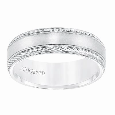Low Dome Milgrain Edge Carved Wedding Band 11-WV8672Y65-L.01
