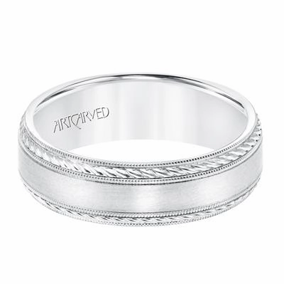 Low Dome Milgrain Edge Carved Wedding Band 11-WV8672YW65-L.00