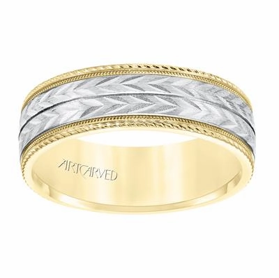 Low Dome Rope Edge Carved Wedding Band