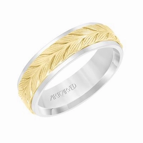 Low Dome Round Edge Carved Wedding Band