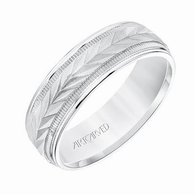 Low Dome Round Edge Carved Wedding Band