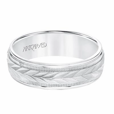 Low Dome Round Edge Carved Wedding Band