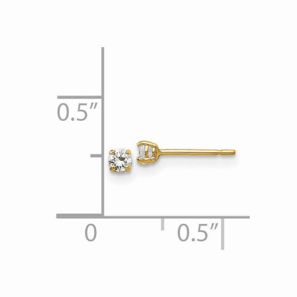 Madi K Kid's 14k  2.5mm Round CZ Basket Set Stud Earrings