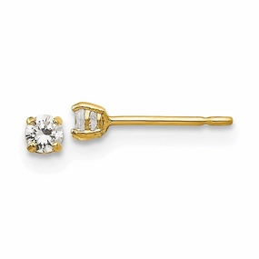 Madi K Kid's 14k  2.5mm Round CZ Basket Set Stud Earrings