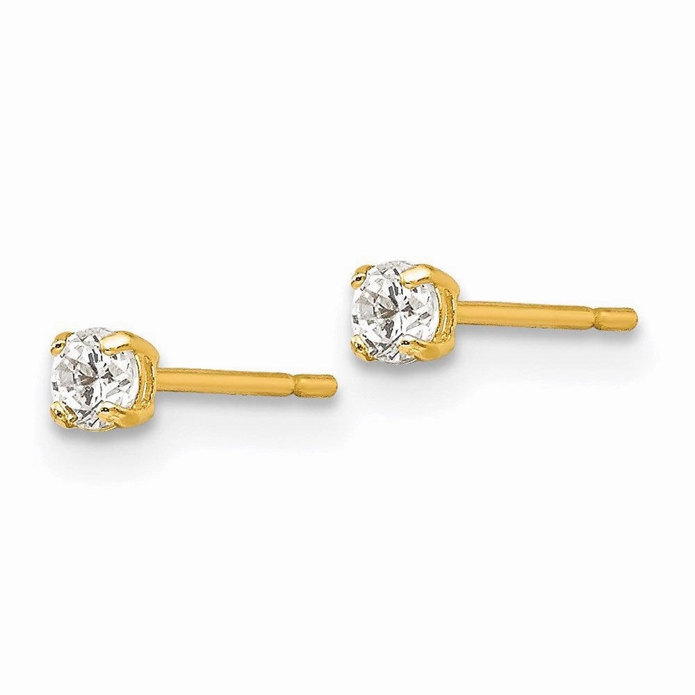 Madi K Kid's 14k  2.5mm Round CZ Basket Set Stud Earrings