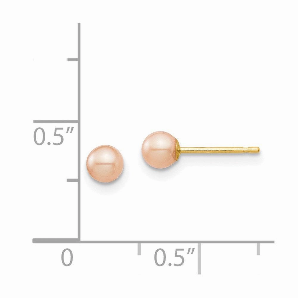 Madi K Kid's 14k  3-4mm Pink Round Freshwater Cultured Pearl Stud Post Earrings