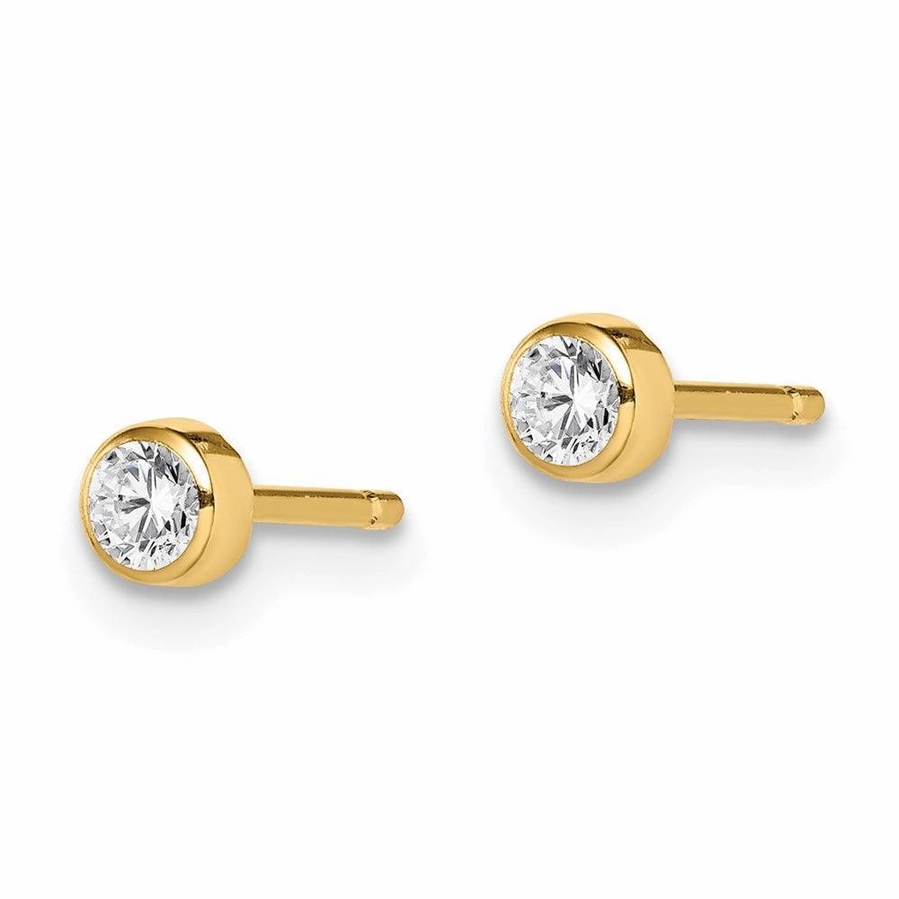 Madi K Kid's 14k  3mm CZ Bezel Post Earrings