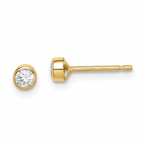 Madi K Kid's 14k  3mm CZ Bezel Post Earrings