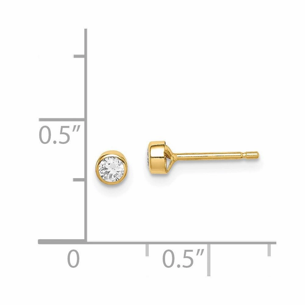 Madi K Kid's 14k  3mm CZ Bezel Post Earrings